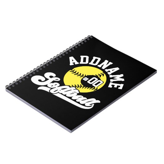 ソフトボパーソナライズされたールプレーヤーの名前の追加レトロチーム ノートブック (左側)