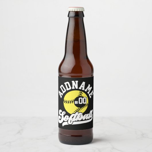 ソフトボパーソナライズされたールプレーヤーの名前の追加レトロチーム ビールラベル (正面)