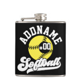 ソフトボパーソナライズされたールプレーヤーの名前の追加レトロチーム フラスク (正面)