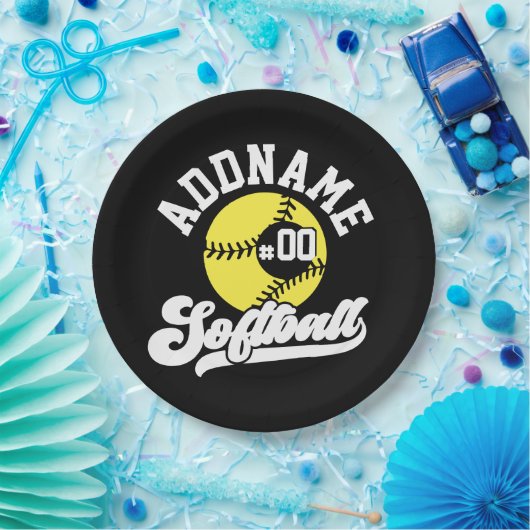 ソフトボパーソナライズされたールプレーヤーの名前の追加レトロチーム ペーパープレート (パーティー)