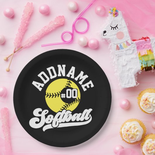 ソフトボパーソナライズされたールプレーヤーの名前の追加レトロチーム ペーパープレート (パーティー)