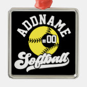 ソフトボパーソナライズされたールプレーヤーの名前の追加レトロチーム メタルオーナメント (正面)