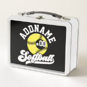 ソフトボパーソナライズされたールプレーヤーの名前の追加レトロチーム メタルランチボックス (正面)