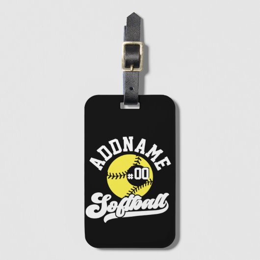 ソフトボパーソナライズされたールプレーヤーの名前の追加レトロチーム ラゲッジタグ (正面縦)