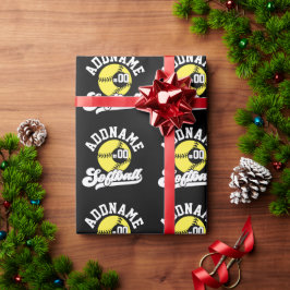 ソフトボパーソナライズされたールプレーヤーの名前の追加レトロチーム ラッピングペーパー