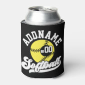 ソフトボパーソナライズされたールプレーヤーの名前の追加レトロチーム 缶クーラー (缶正面)