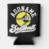 ソフトボパーソナライズされたールプレーヤーの名前の追加レトロチーム 缶クーラー (正面)