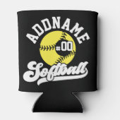 ソフトボパーソナライズされたールプレーヤーの名前の追加レトロチーム 缶クーラー (裏面)