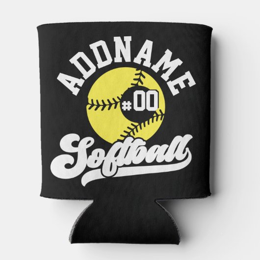 ソフトボパーソナライズされたールプレーヤーの名前の追加レトロチーム 缶クーラー (裏面)