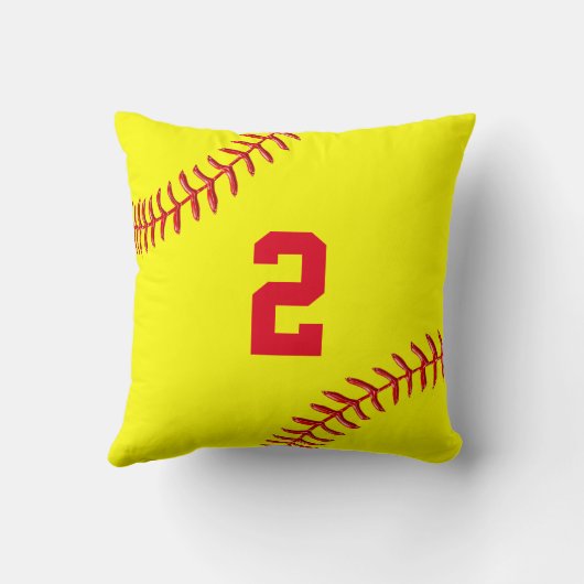 ソフトボパーソナライズされたール装飾用クッション名と番号 クッション (裏面)