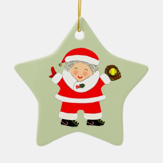 ソフトボパーソナライズされたール記念 セラミックオーナメント (正面)