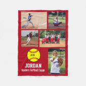 ソフトボパーソナライズされたール5フォトコラージュ名チーム# フリースブランケット (正面)