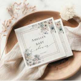 ソフトボヘミアン フラワー エレガント ベビーシャワー スタンダードカクテルナプキン