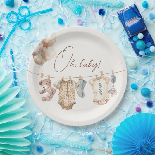 ソフトボホニュートラル赤ちゃん衣赤ちゃんシャワー ペーパープレート (パーティー)