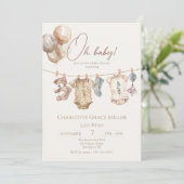 ソフトボホニュートラル赤ちゃん衣赤ちゃんシャワー 招待状 (スタンド正面)