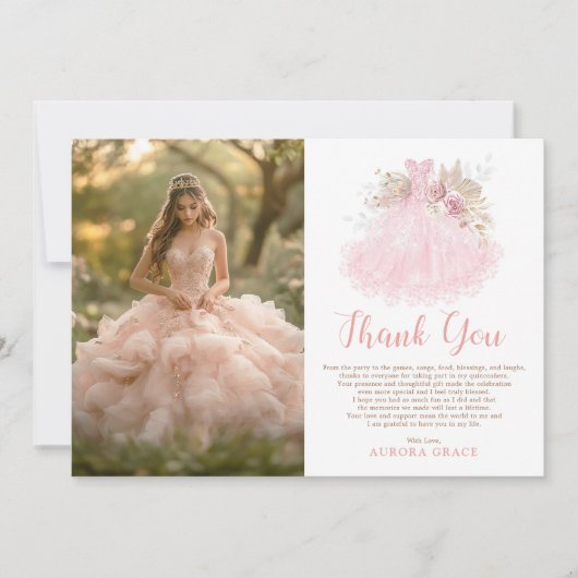 ソフトボホピンクキンセアニラドレスの写真 サンキューカード (正面)