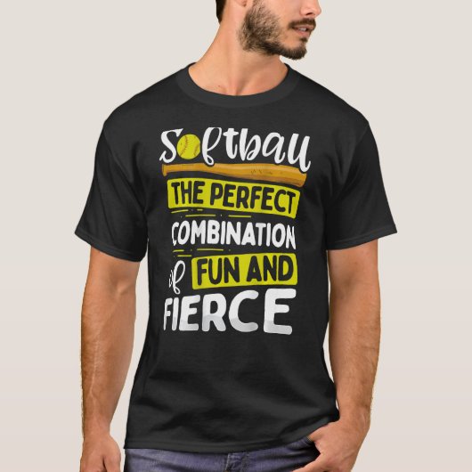 ソフトボールおもしろいと激しい組み合わせ Tシャツ (正面)