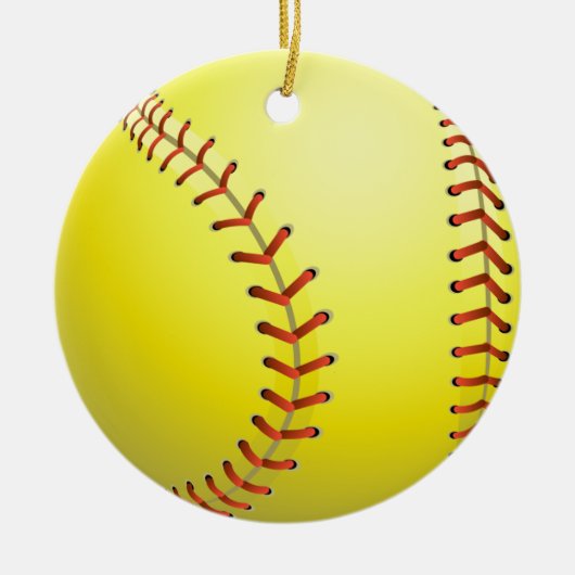 ソフトボールおもしろいスポーツゲームクリスマスホリデー セラミックオーナメント (正面)
