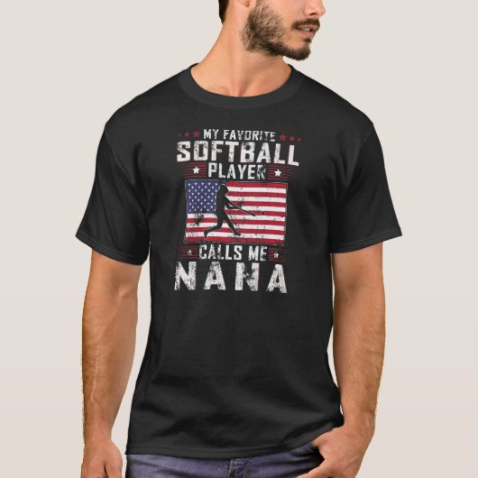 ソフトボールお気に入りのプレーヤーの女性が私をNana Mと呼ぶ Tシャツ (正面)