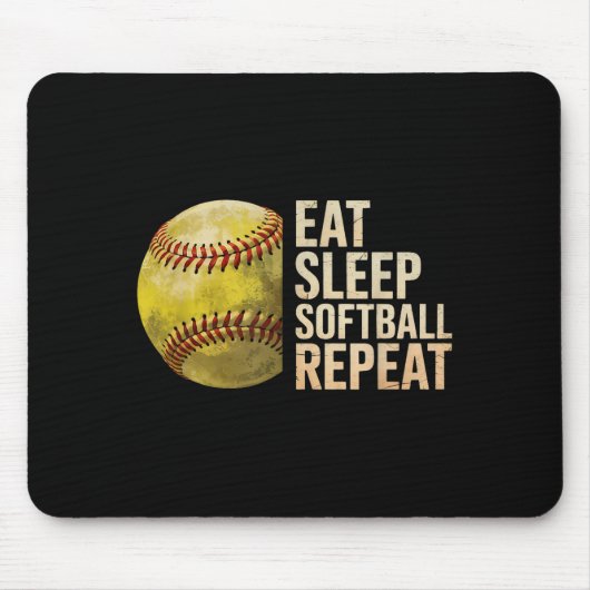 ソフトボールが好きな人へ Eat Sleep Softball Repeat マウスパッド (正面)