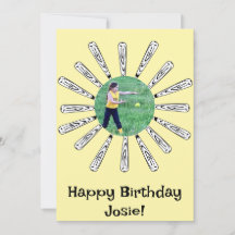 ソフトボールこうもり花ハッピーバースデーカード