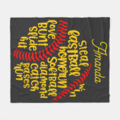 ソフトボールことわざおもしろいモノグラム フリースブランケット (正面(横))