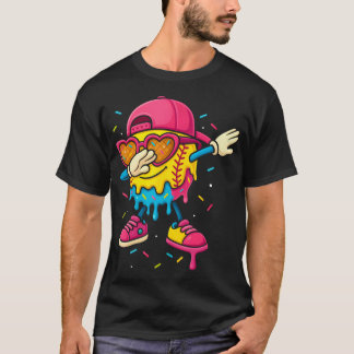 ソフトボールとアイスクリームのガーリーダブリングデザイン Tシャツ