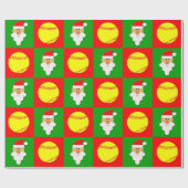 ソフトボールとサンタファストピッチソフトボールのクリスマス ラッピングペーパー (フラット)