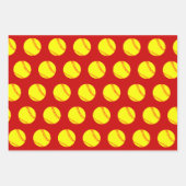 ソフトボールとスノーフレーク赤と緑のクリスマス ラッピングペーパーシート (正面2)