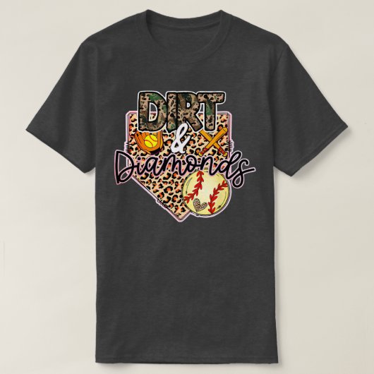 ソフトボールとベースボールの両方のダートとダイヤモンド Tシャツ (デザイン正面)