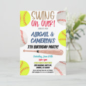 ソフトボールと野球のパーティー招待状 招待状 (スタンド正面)