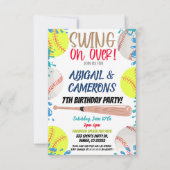 ソフトボールと野球のパーティー招待状 招待状 (正面)