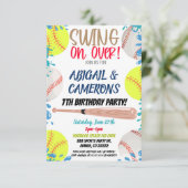 ソフトボールと野球のパーティー招待状 招待状 (スタンド正面)