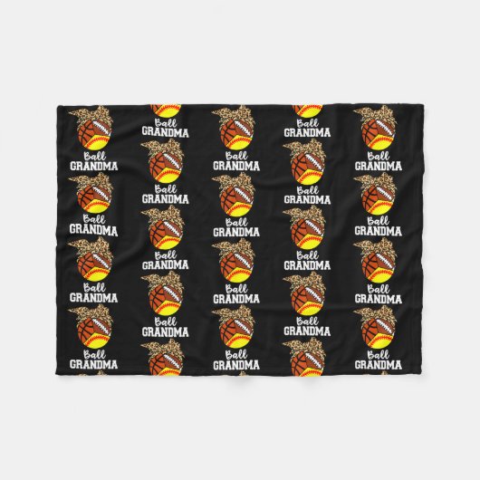 ソフトボールのおばあおもしろいちゃんがバレーボールバスケットボール フリースブランケット (正面(横))