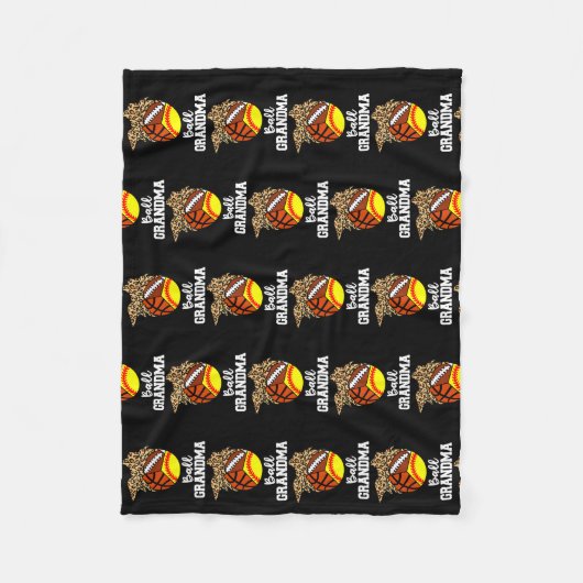ソフトボールのおばあおもしろいちゃんがバレーボールバスケットボール フリースブランケット (正面)