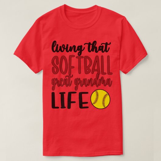 ソフトボールのおばあちゃん素晴らしライフを生きる Tシャツ (デザイン正面)