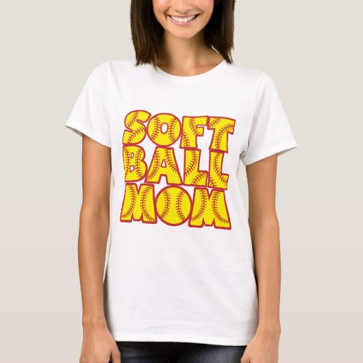 ソフトボールのお母さん、red&yellow tシャツ (正面)