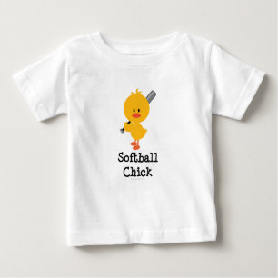 ソフトボールのひよこの乳児のティー ベビーTシャツ