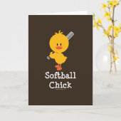 ソフトボールのひよこの挨拶状 カード (黄色い花)