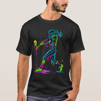 ソフトボールのアイスクリームドリップデザイン Tシャツ
