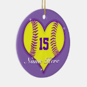 ソフトボールのオーナメントはあなたの名前、数またはそれを削除します セラミックオーナメント (右)