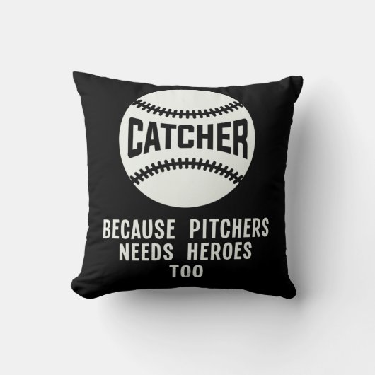 ソフトボールのキャッチャー、野おもしろい球の野球選手のジョーク クッション (正面)