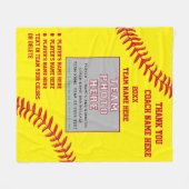 ソフトボールのコーチのための写真そしてあなたの文字のギフト フリースブランケット (正面(横))