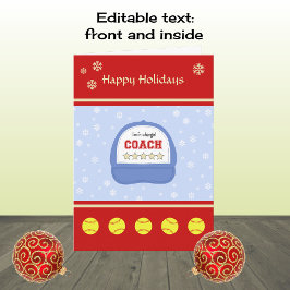 ソフトボールのコーチのクリスマスの休日カスタムの挨拶 シーズンカード