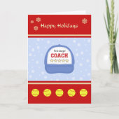 ソフトボールのコーチのクリスマスの休日カスタムの挨拶 シーズンカード (正面)