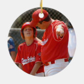 ソフトボールのコーチの写真パーソナライズされた セラミックオーナメント (裏面)