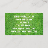 ソフトボールのコーチの球の名刺 名刺 (裏面)