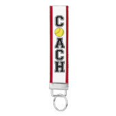 ソフトボールのコーチカスタムキャンバスのカラー鍵ホルダー。 リストバンドキーホルダー (鍵ボトム)