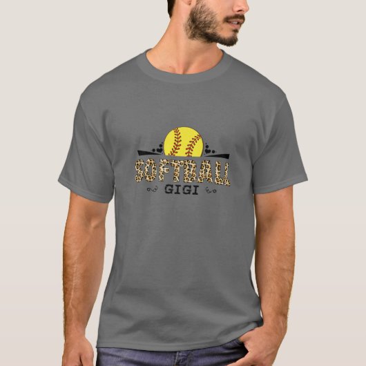 ソフトボールのジギヒョウ柄の母の日の恋人 Tシャツ (正面)
