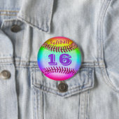 ソフトボールのジャージー数は女の子のためのピンにボタンをかけます 缶バッジ (インサイチュ)